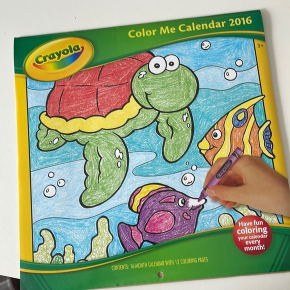 [ Crayola Color Me Calendar • Brand New 16-Month Calendar w/ 12 Coloring Pages ] - Picture 1 of 3